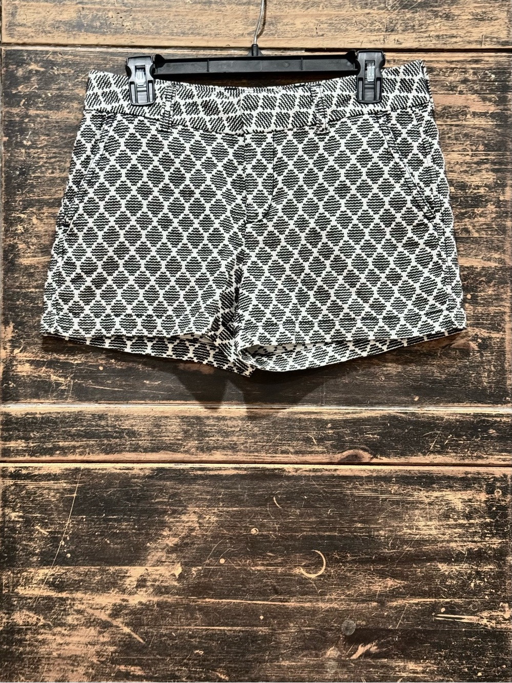 GAP 90s Style Scandi Girl Preppy Minimalist Black & White Geometric Shorts, Sz 2